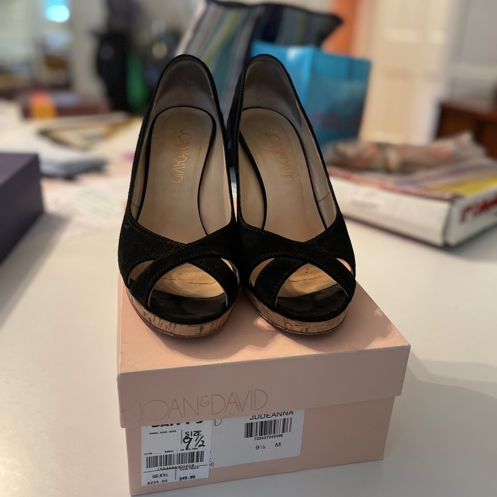 Good used condition Joan & David wedge suede sandals size 9 1/2